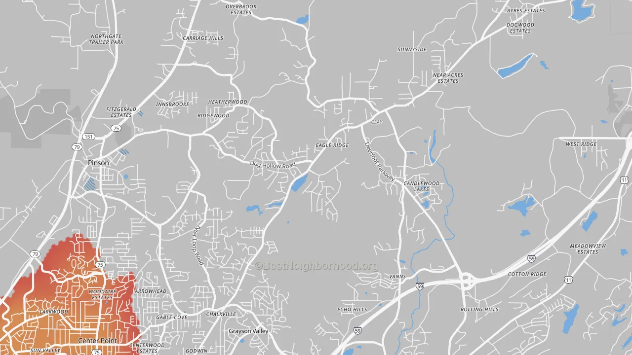 Transit Grade map of Clay, AL
