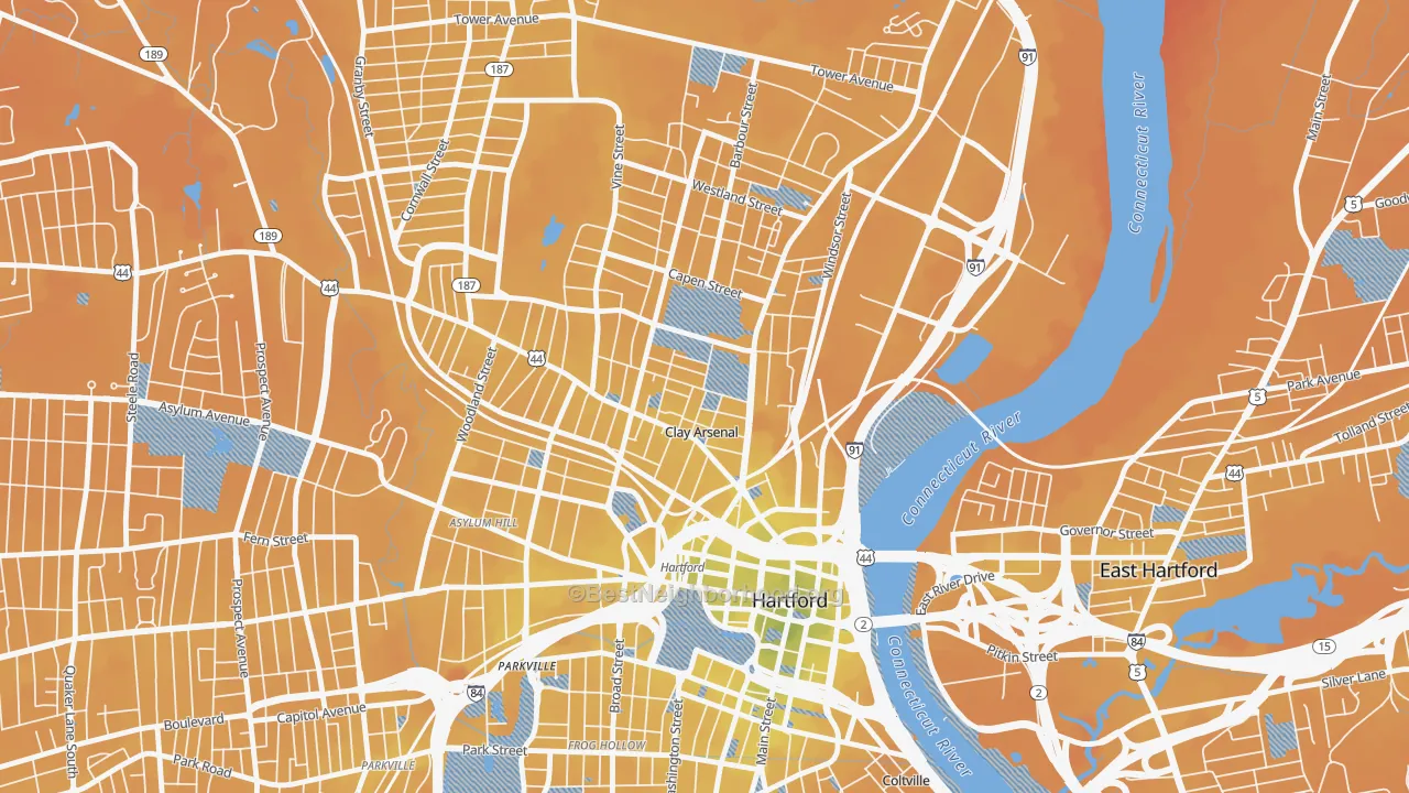 Transit Grade map of Clay Arsenal, Hartford, CT
