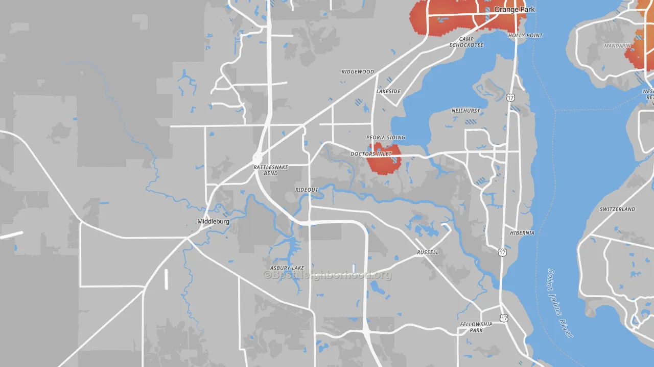Transit Grade map of Clay County, FL