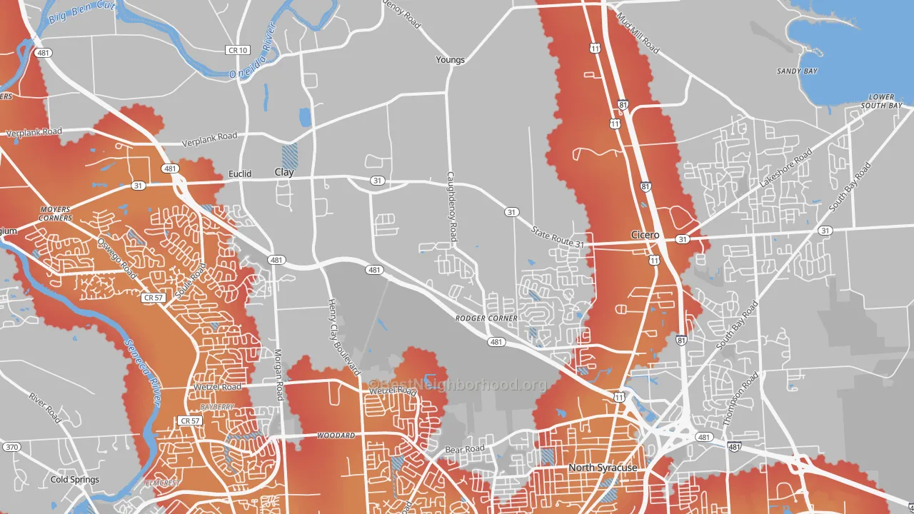 Transit Grade map of Clay, NY