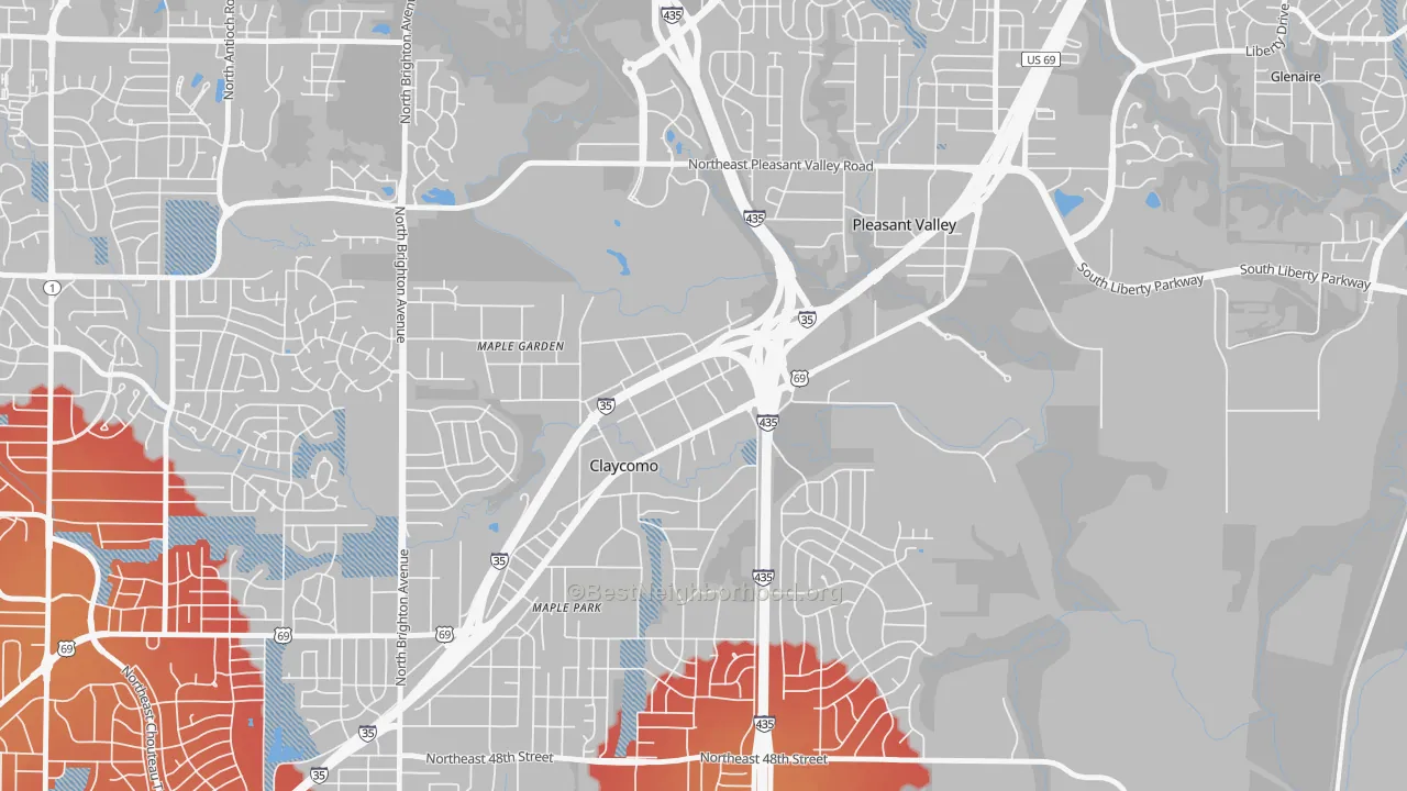 Transit Grade map of Claycomo, MO