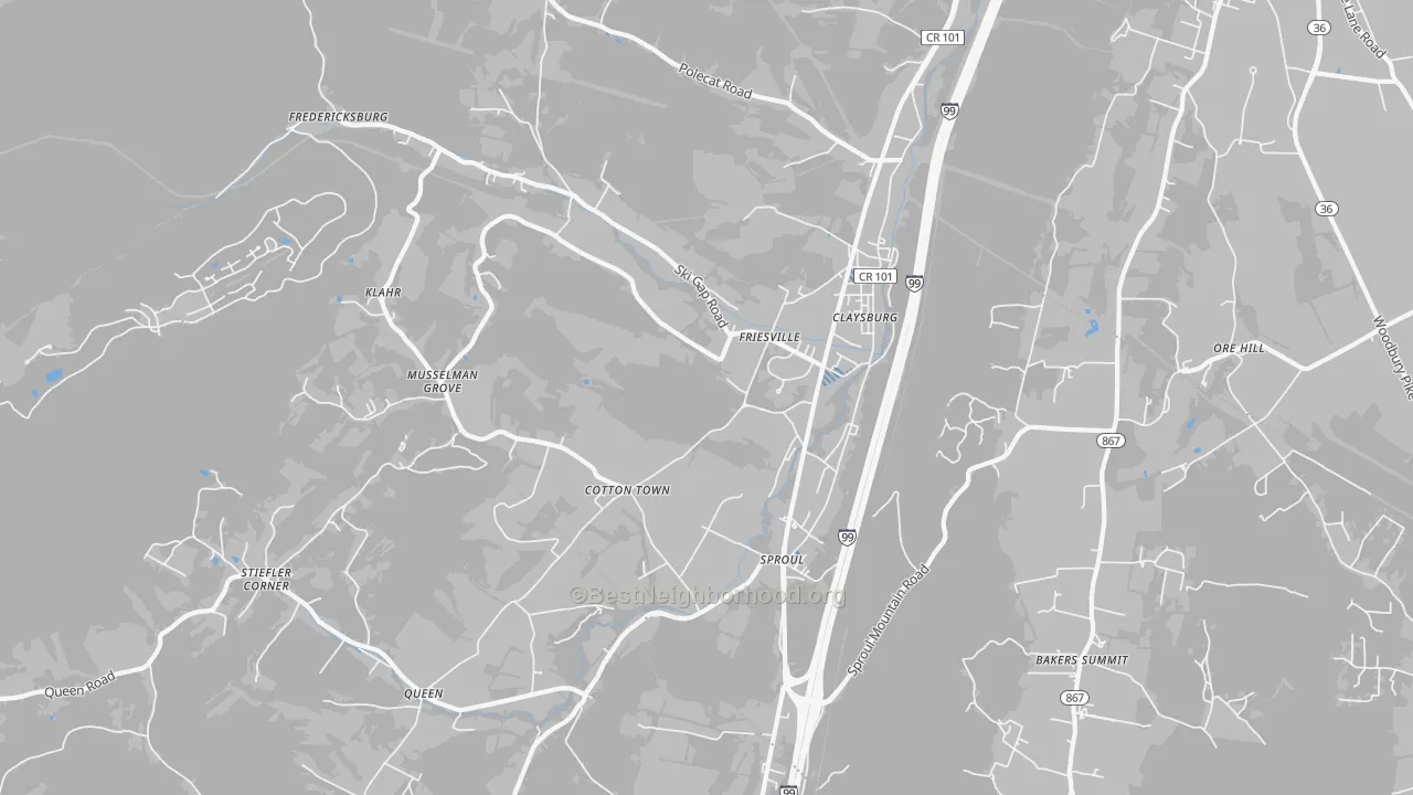 Transit Grade map of Claysburg, PA