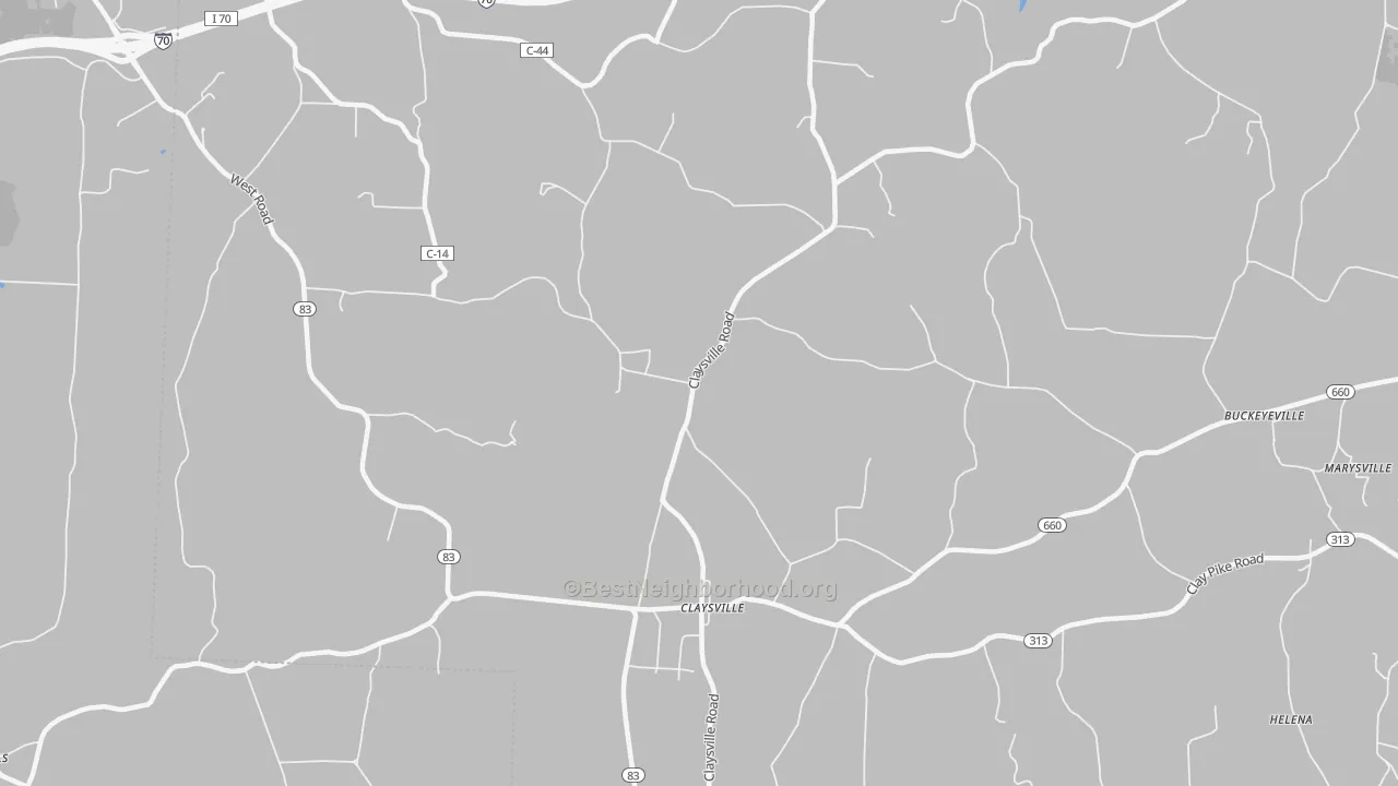 Transit Grade map of Claysville, OH
