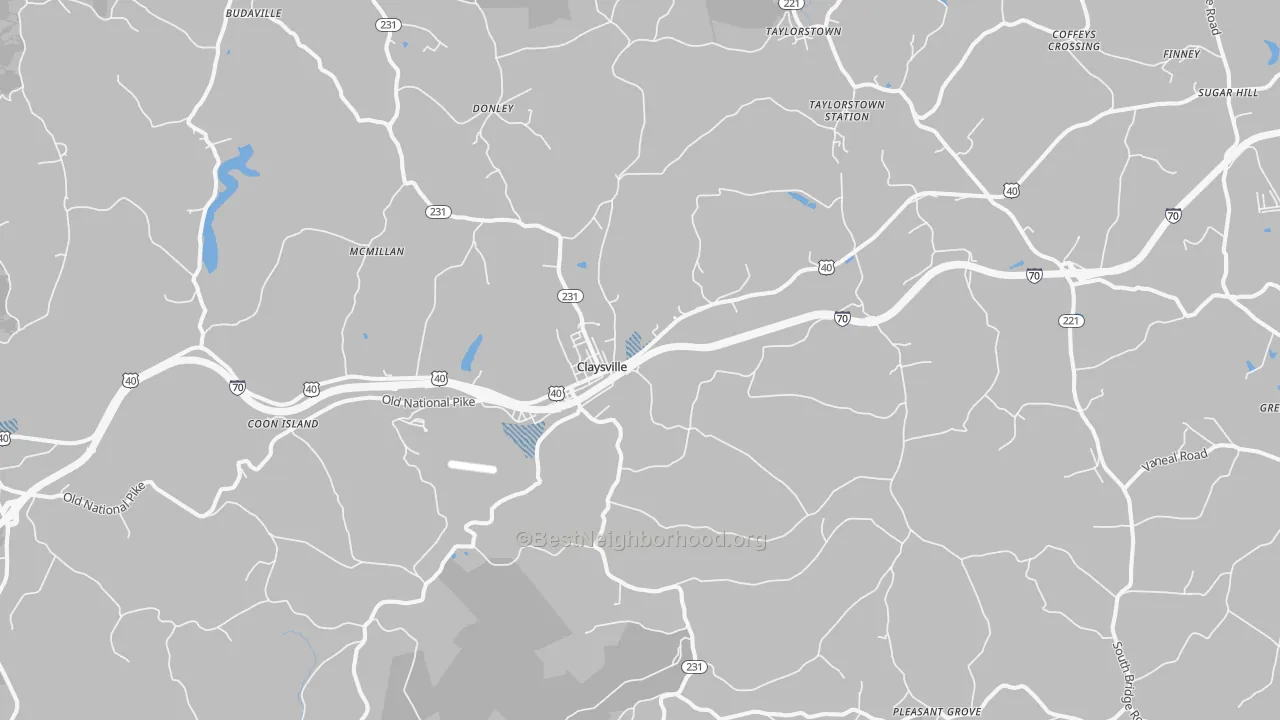 Transit Grade map of Claysville, PA