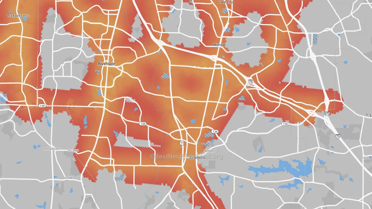 Transit Grade map of Clayton County, GA