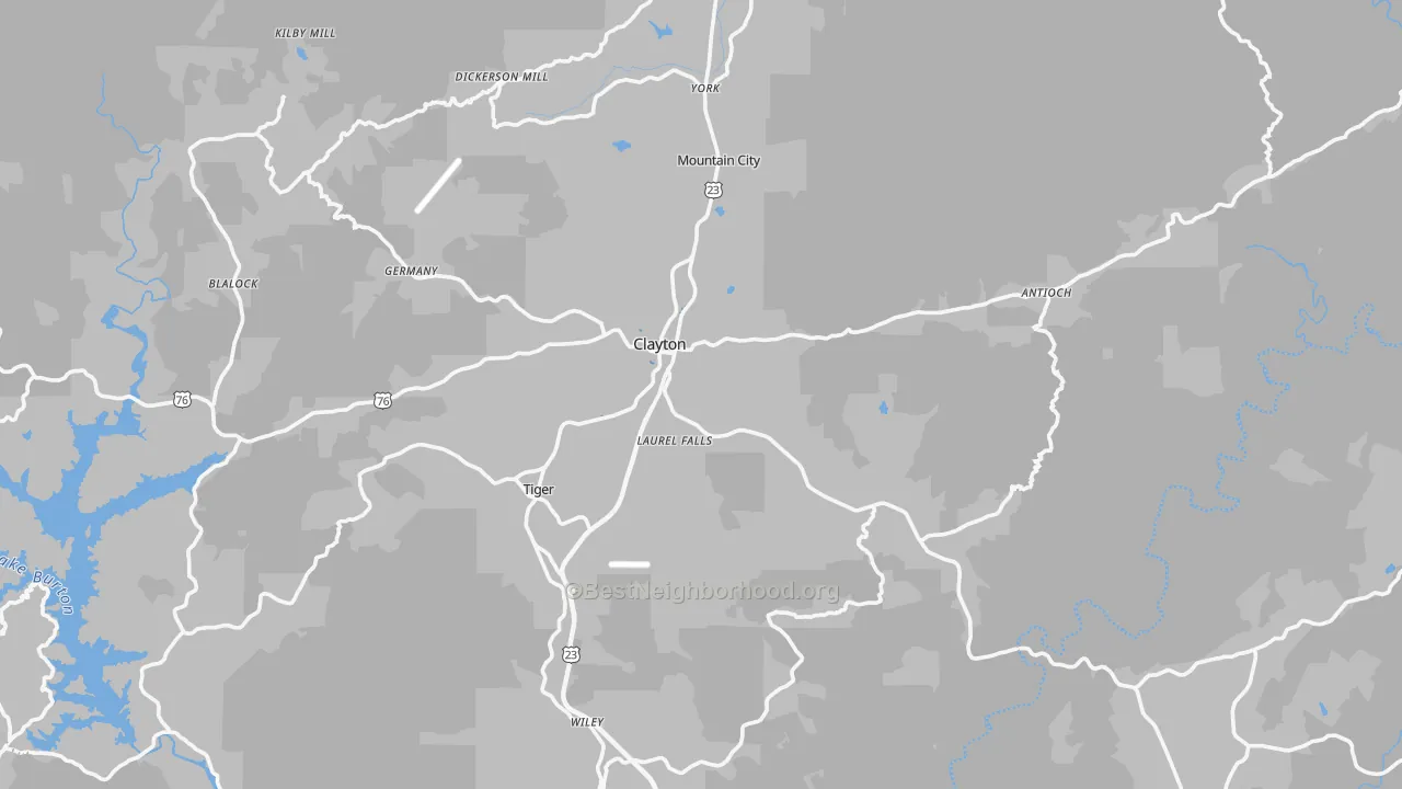 Transit Grade map of Clayton, GA
