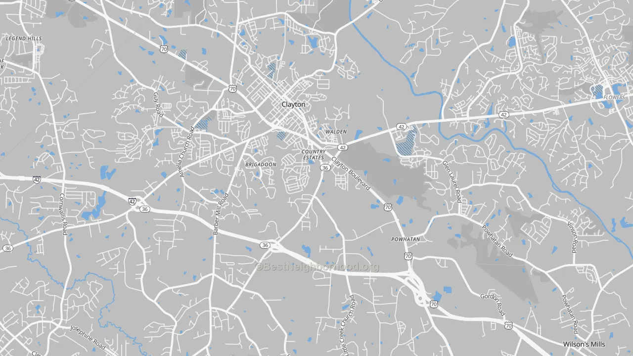 Transit Grade map of Clayton, NC