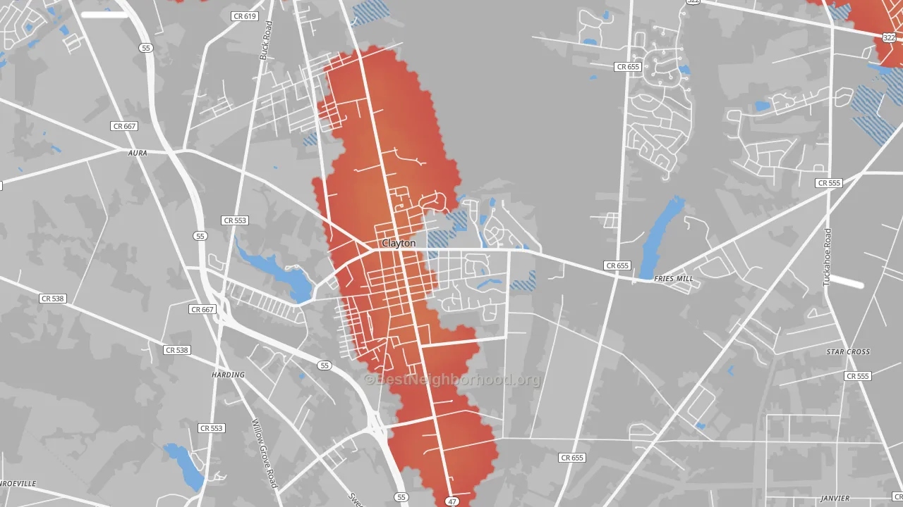 Transit Grade map of Clayton, NJ
