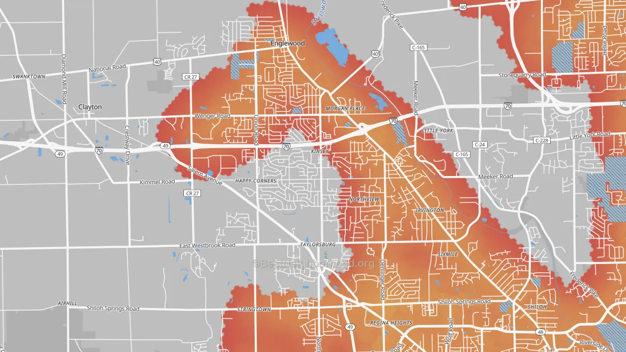 Transit Grade map of Clayton, OH