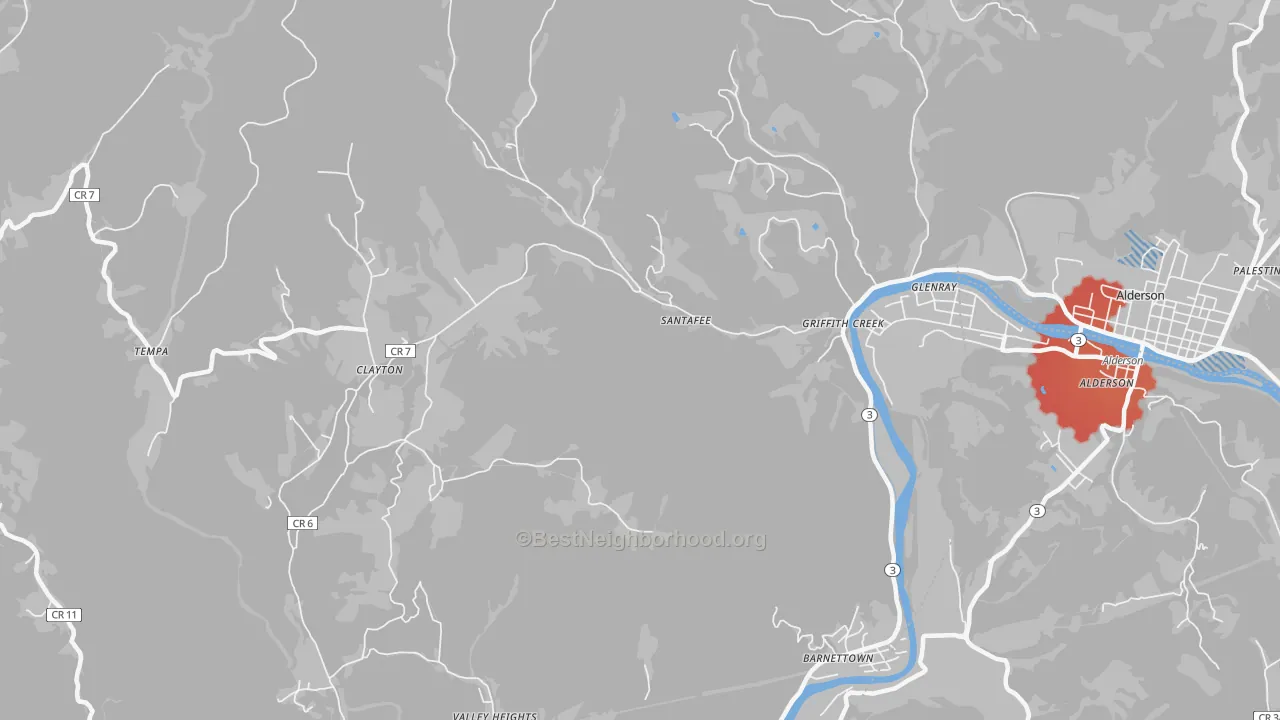 Transit Grade map of Clayton, WV