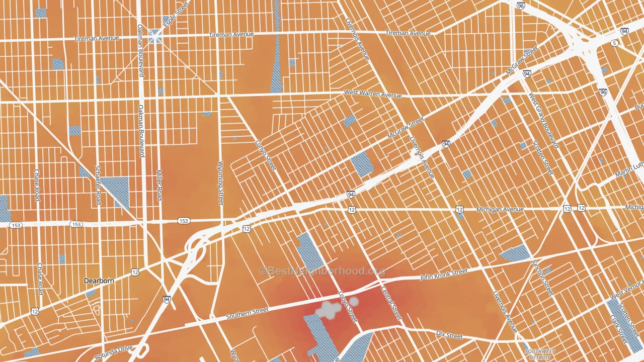 Transit Grade map of Claytown, Detroit, MI