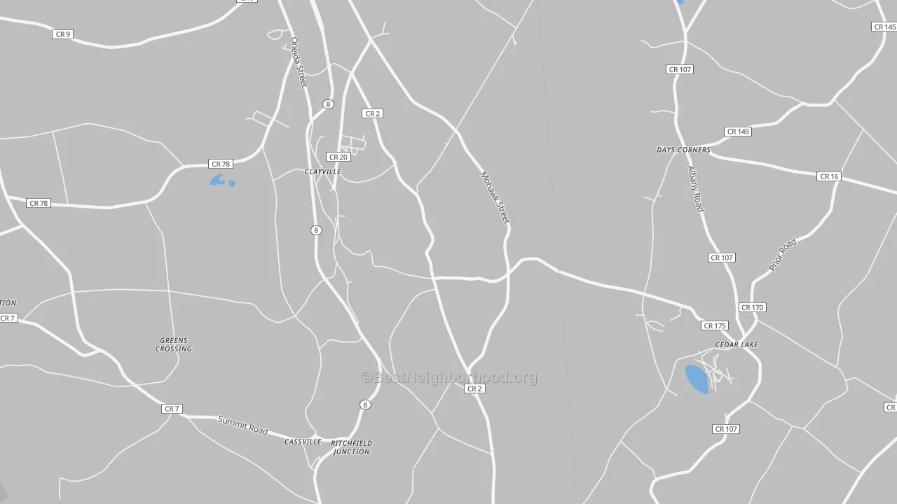 Transit Grade map of Clayville, NY