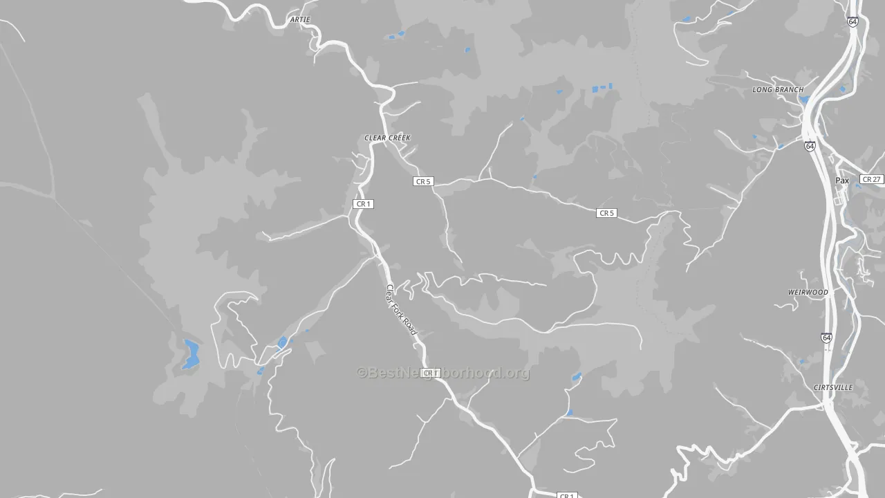 Transit Grade map of Clear Creek, WV