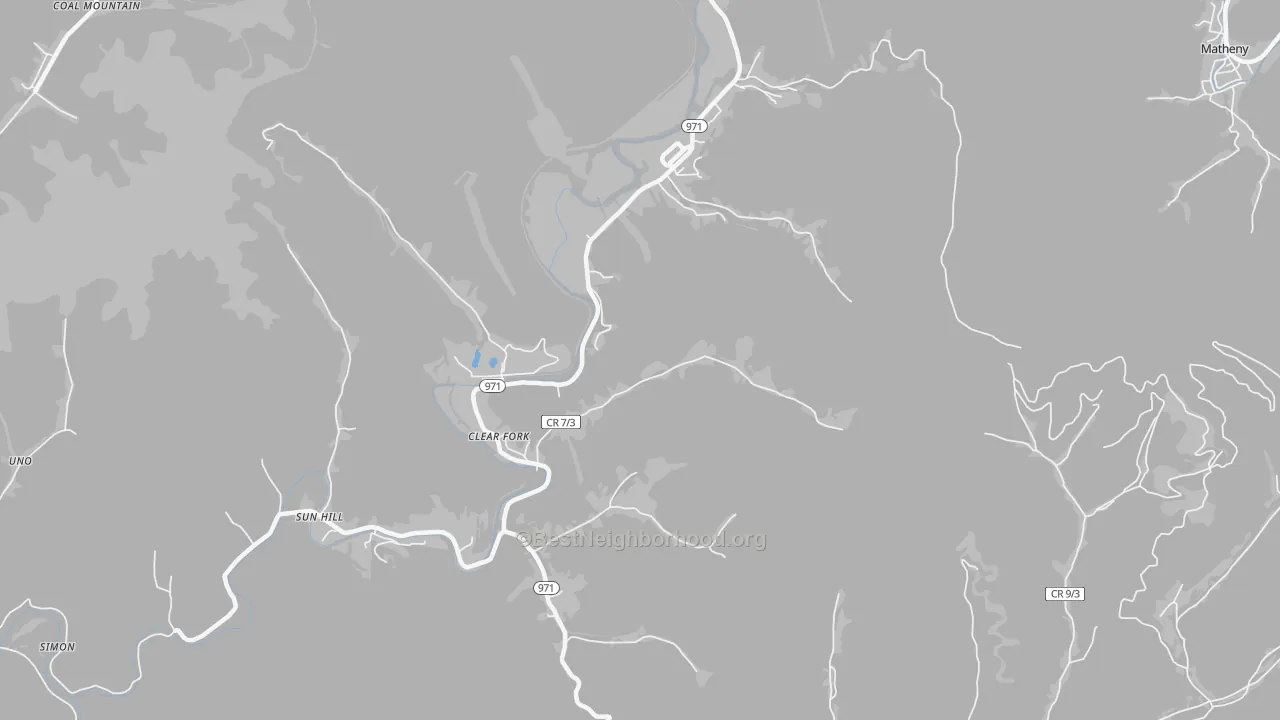 Transit Grade map of Clear Fork, WV