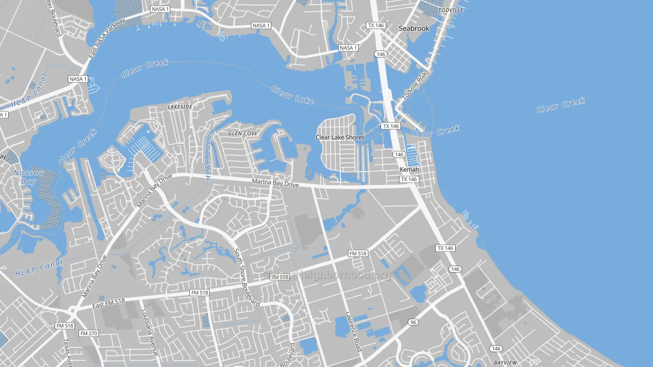 Transit Grade map of Clear Lake Shores, TX
