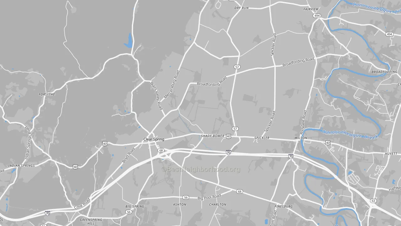 Transit Grade map of Clear Spring, MD