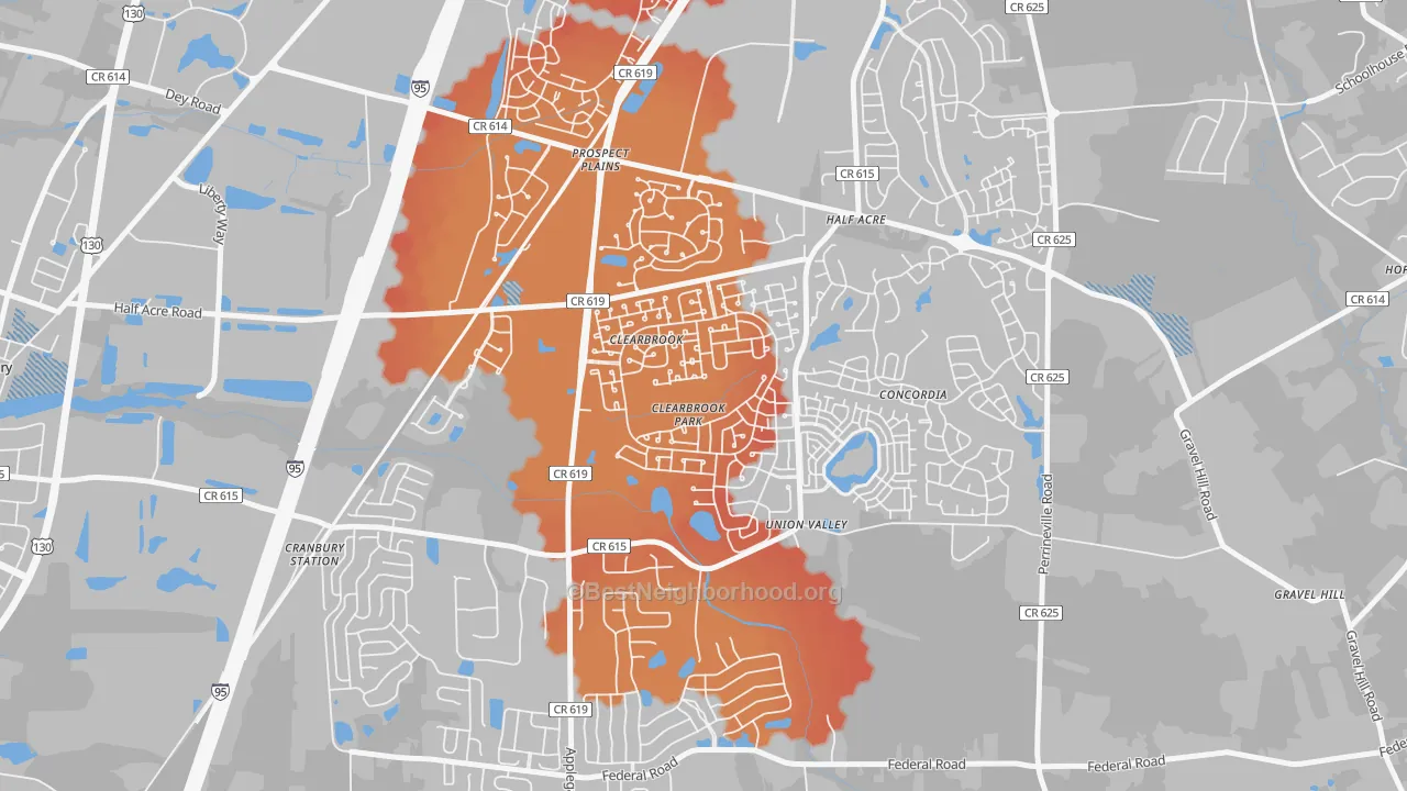 Transit Grade map of Clearbrook Park, NJ