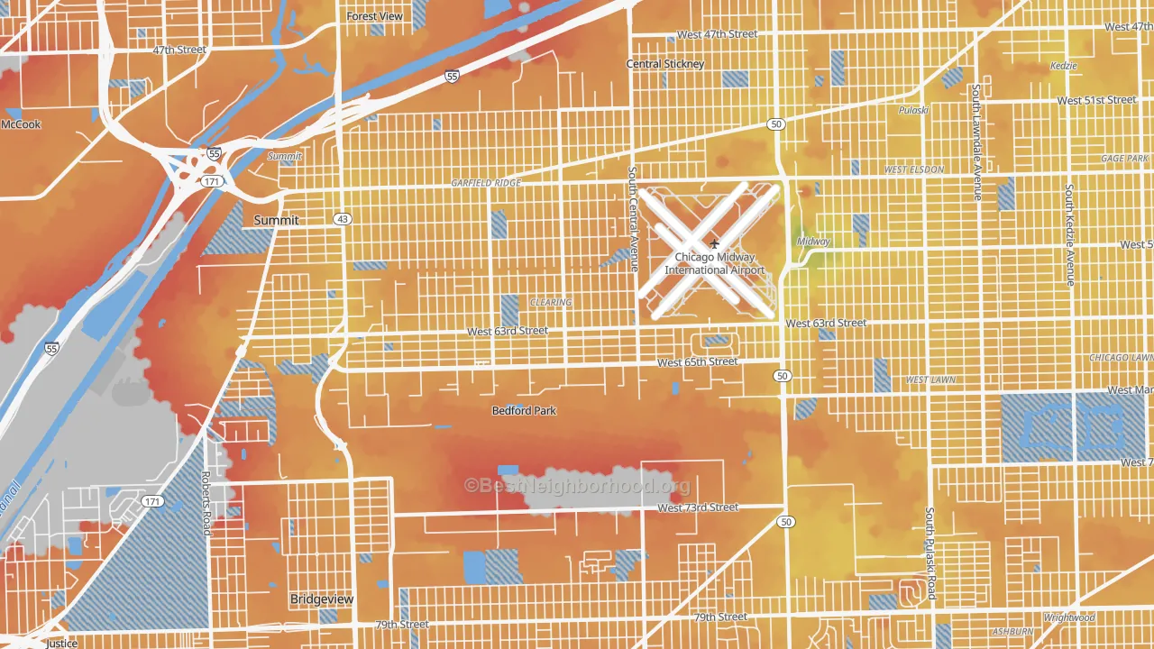 Transit Grade map of Clearing, Chicago, IL