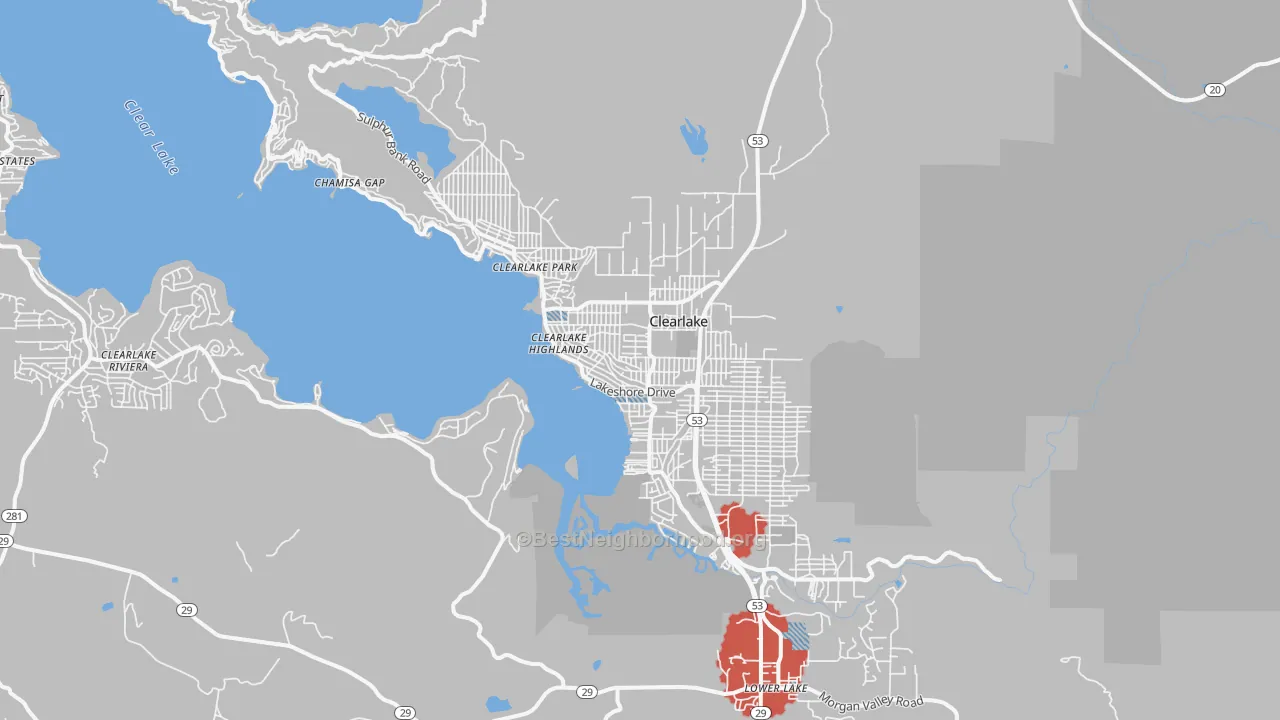 Transit Grade map of Clearlake, CA