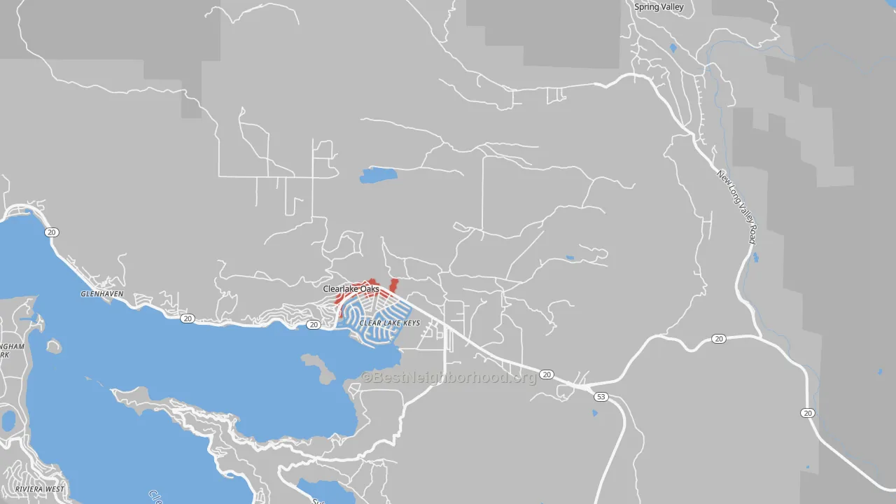 Transit Grade map of Clearlake Oaks, CA
