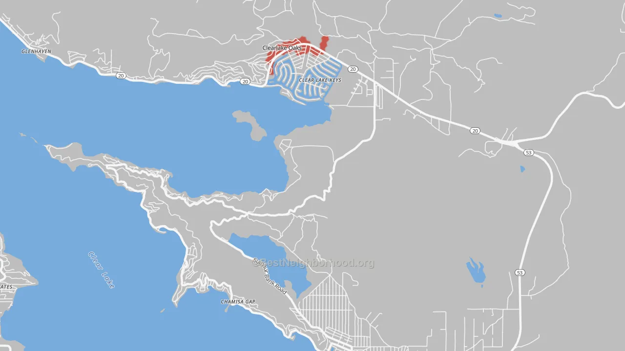 Transit Grade map of Clearlake Park, CA