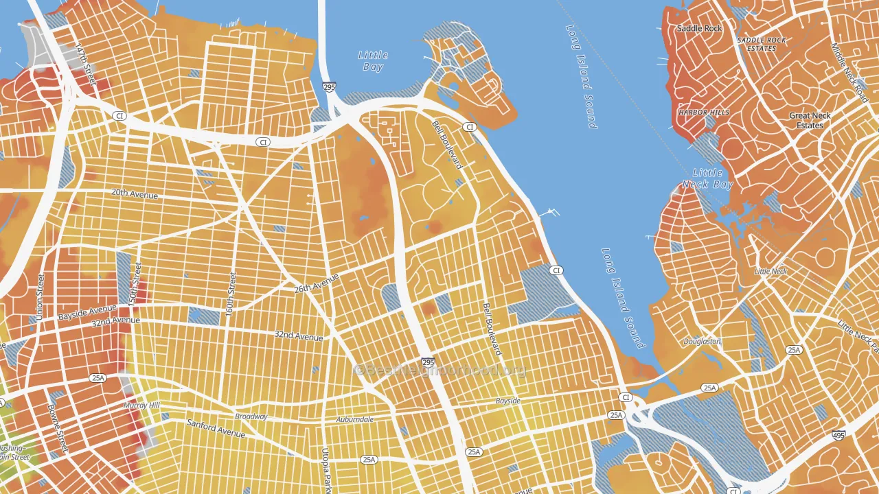 Transit Grade map of Clearview, Queens, NY