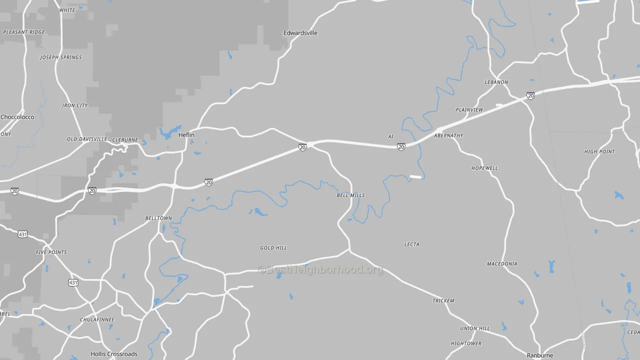 Transit Grade map of Cleburne County, AL