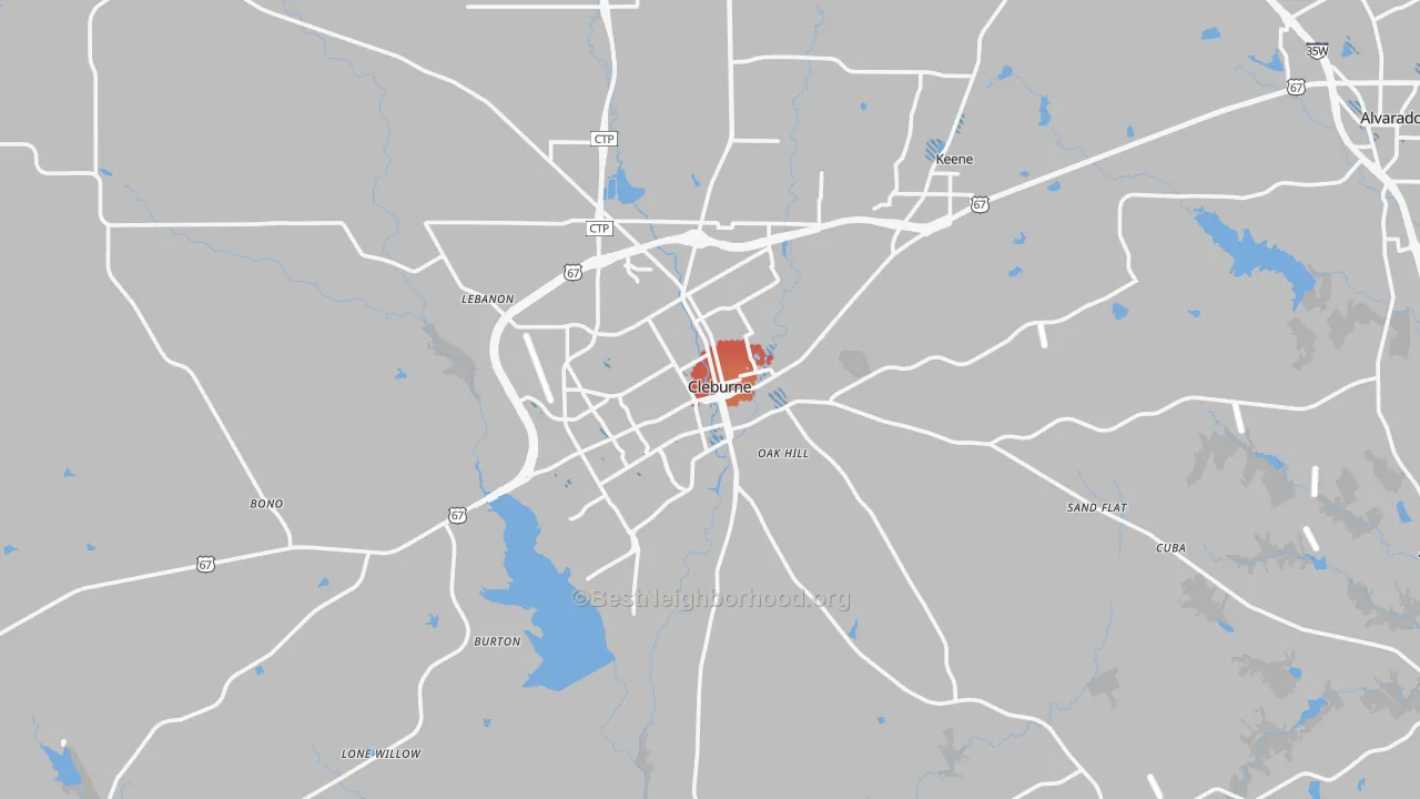 Transit Grade map of Cleburne, TX