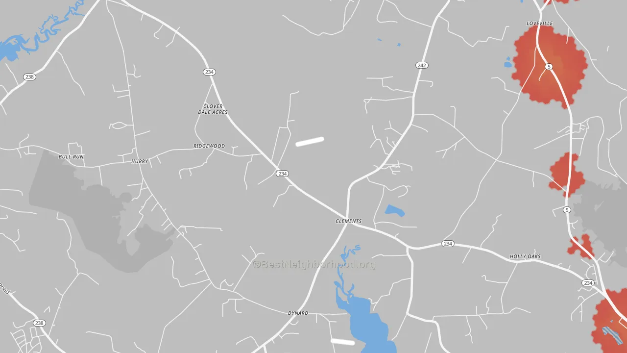 Transit Grade map of Clements, MD