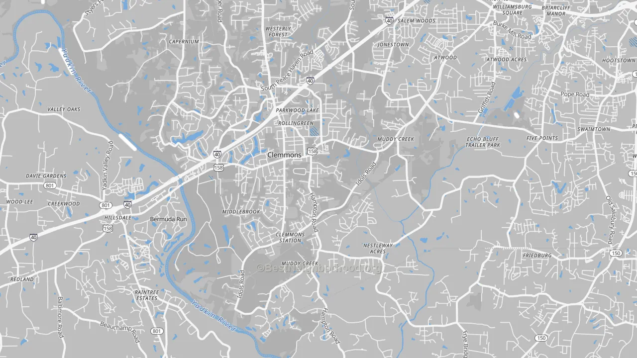 Transit Grade map of Clemmons, NC