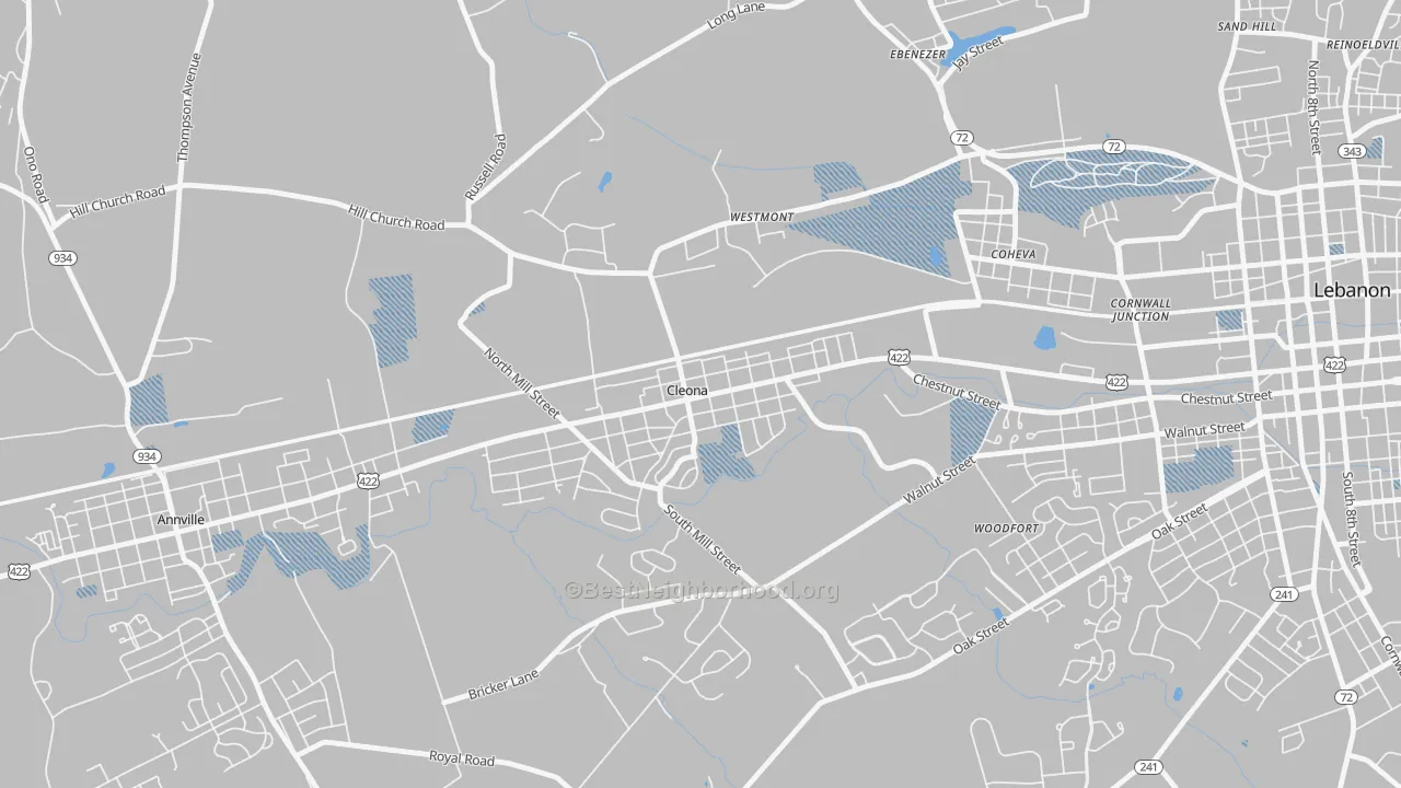 Transit Grade map of Cleona, PA