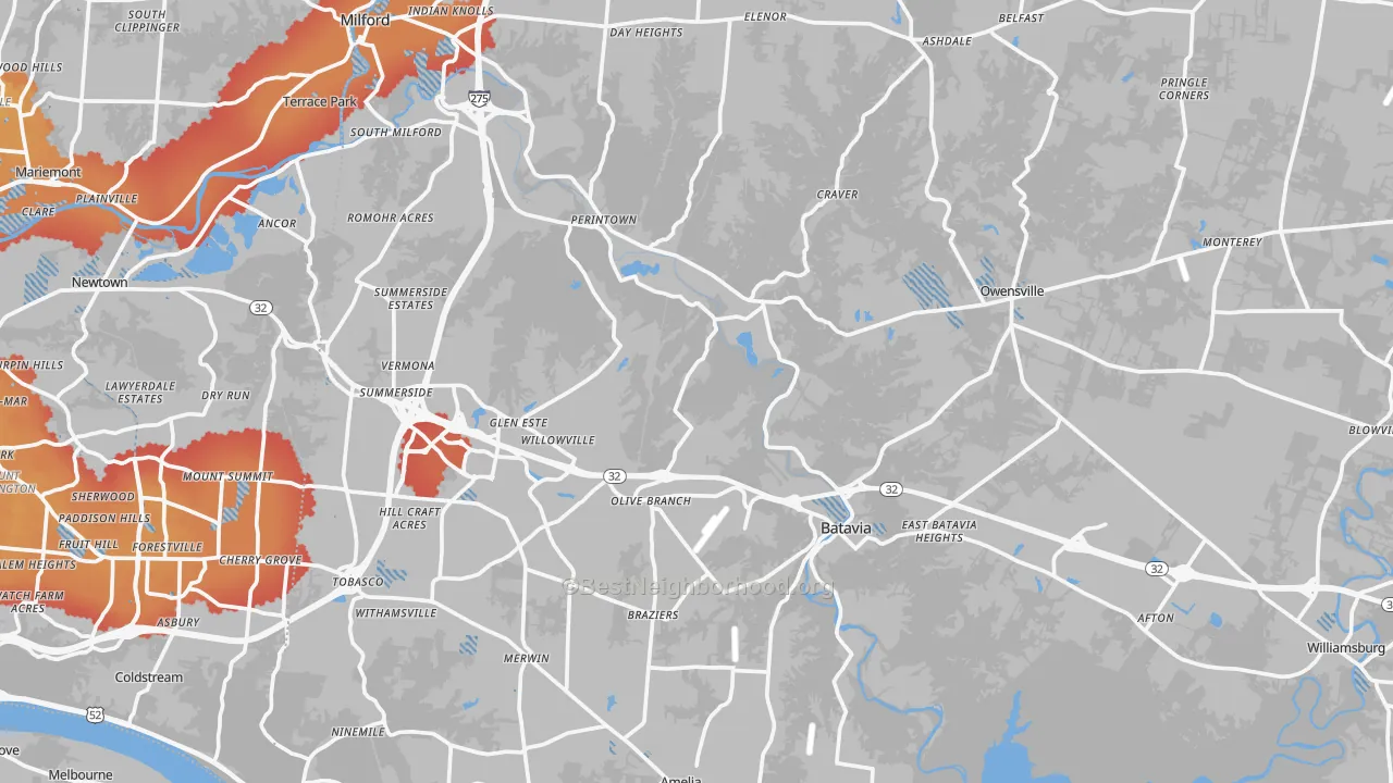 Transit Grade map of Clermont County, OH