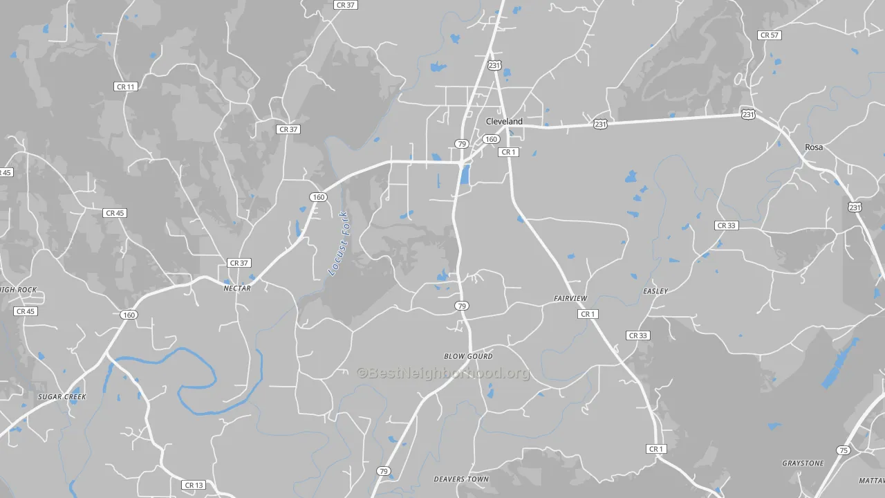 Transit Grade map of Cleveland, AL