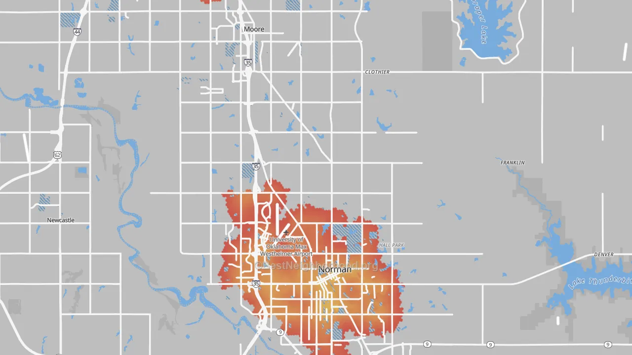 Transit Grade map of Cleveland County, OK