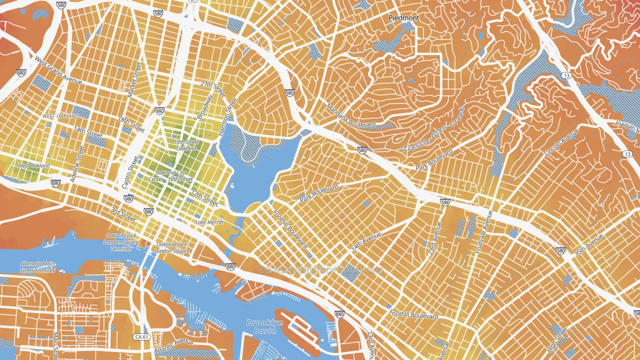 Transit Grade map of Cleveland Heights, Oakland, CA