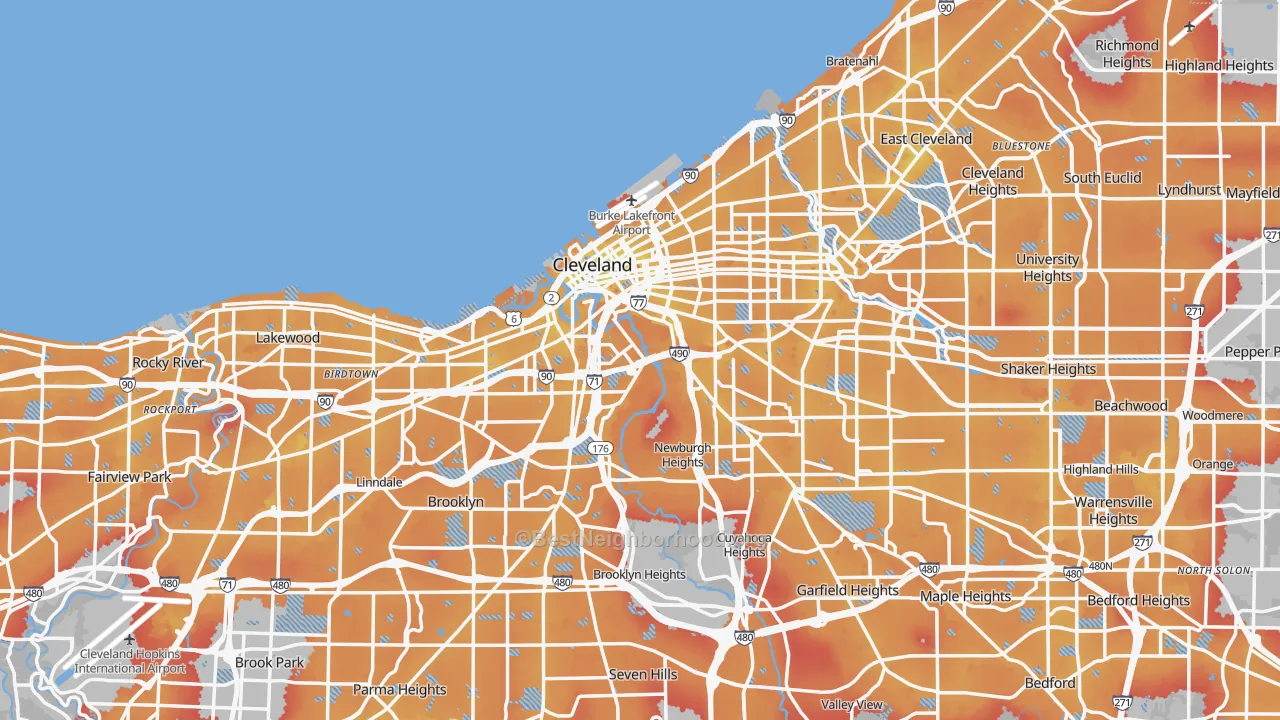 Transit Grade map of Cleveland, OH