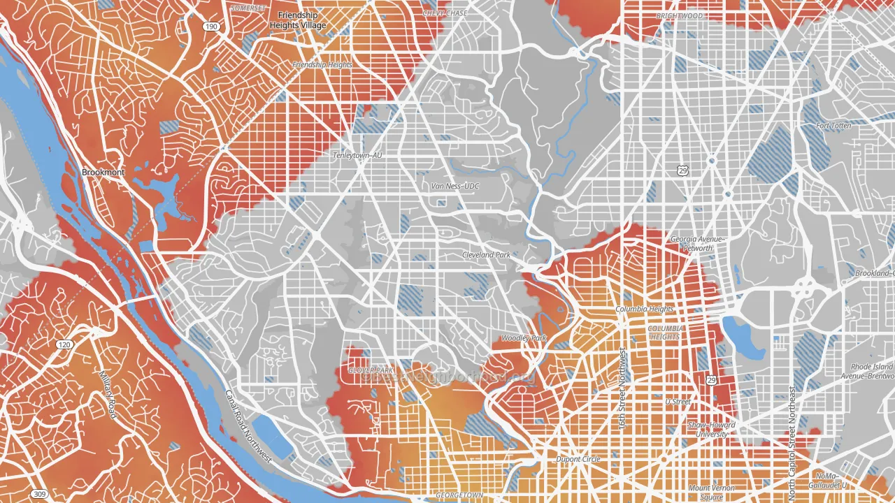 Transit Grade map of Cleveland Park, Washington, DC