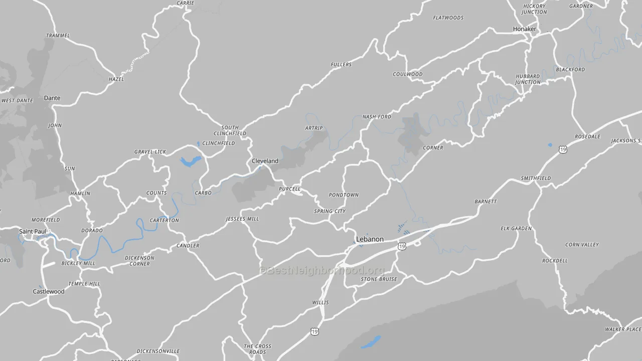 Transit Grade map of Cleveland, VA