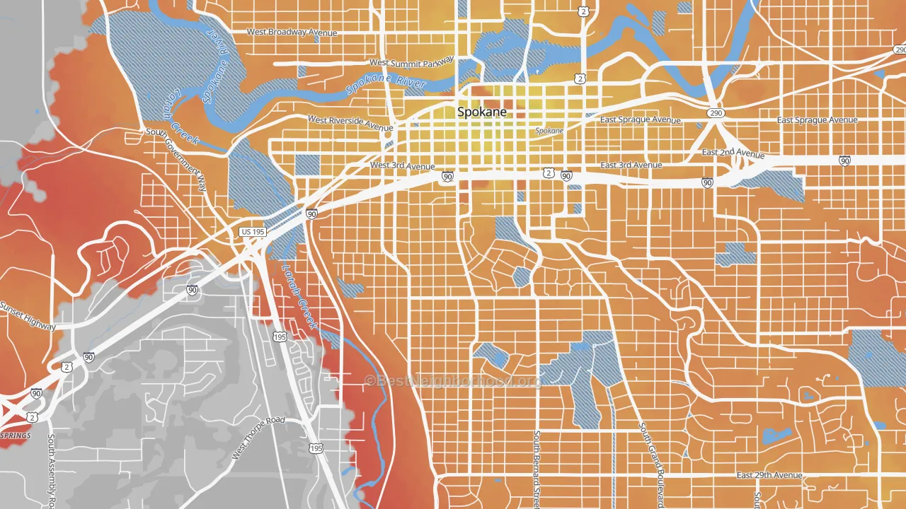 Transit Grade map of Cliffcannon, Spokane, WA