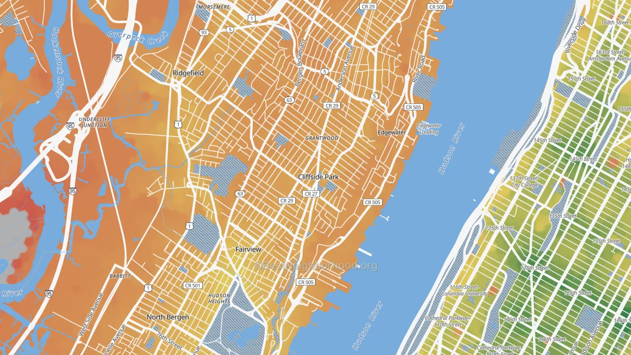 Transit Grade map of Cliffside Park, NJ