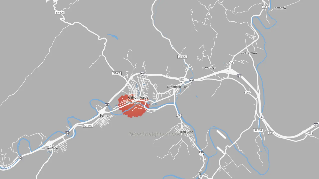 Transit Grade map of Clifton Forge, VA