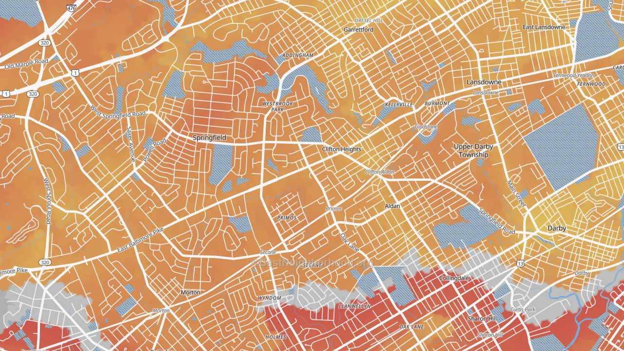 Transit Grade map of Clifton Heights, PA