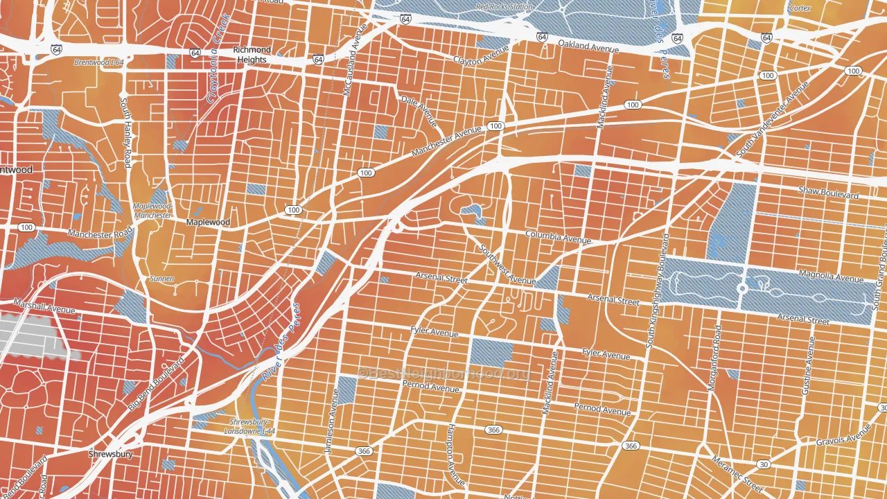 Transit Grade map of Clifton Heights, St. Louis, MO