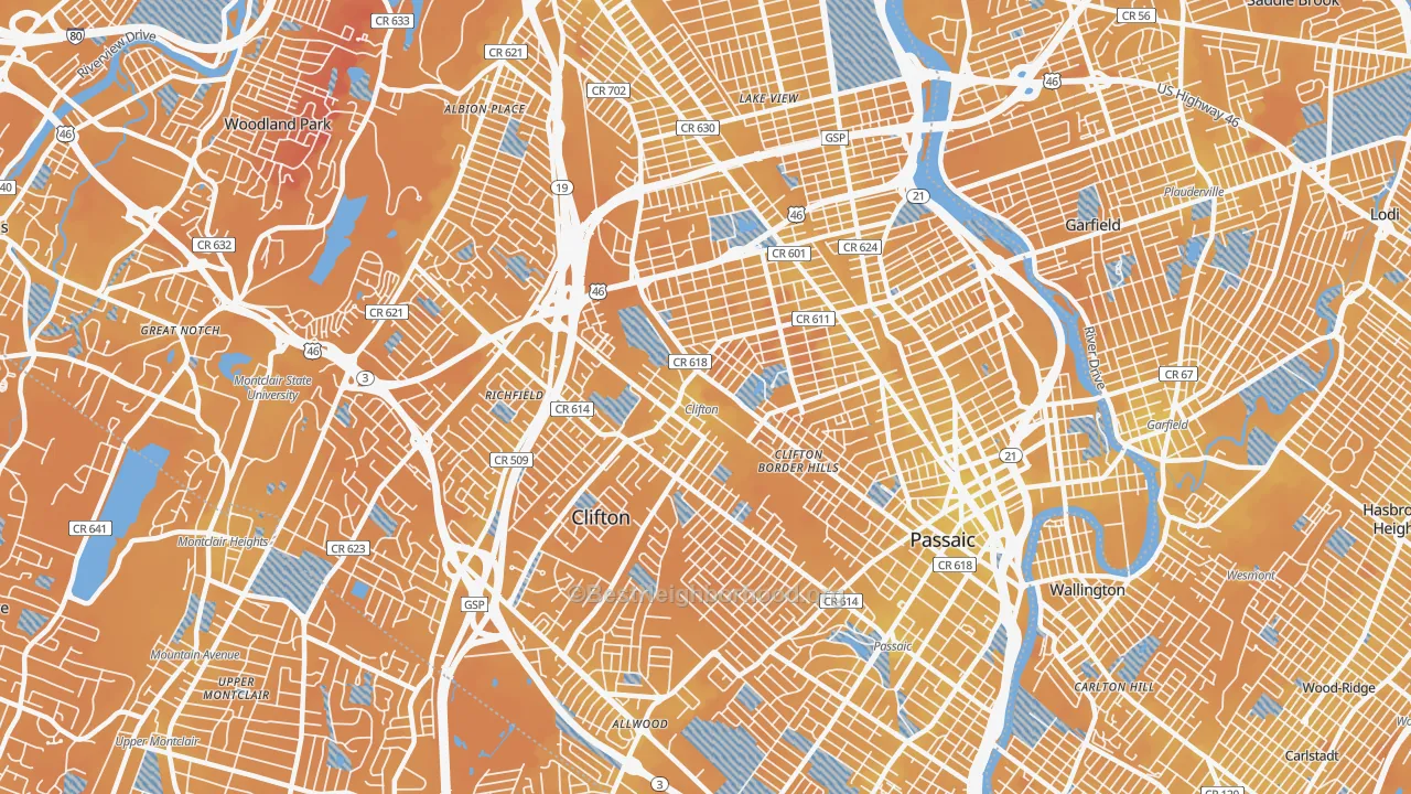 Transit Grade map of Clifton, NJ