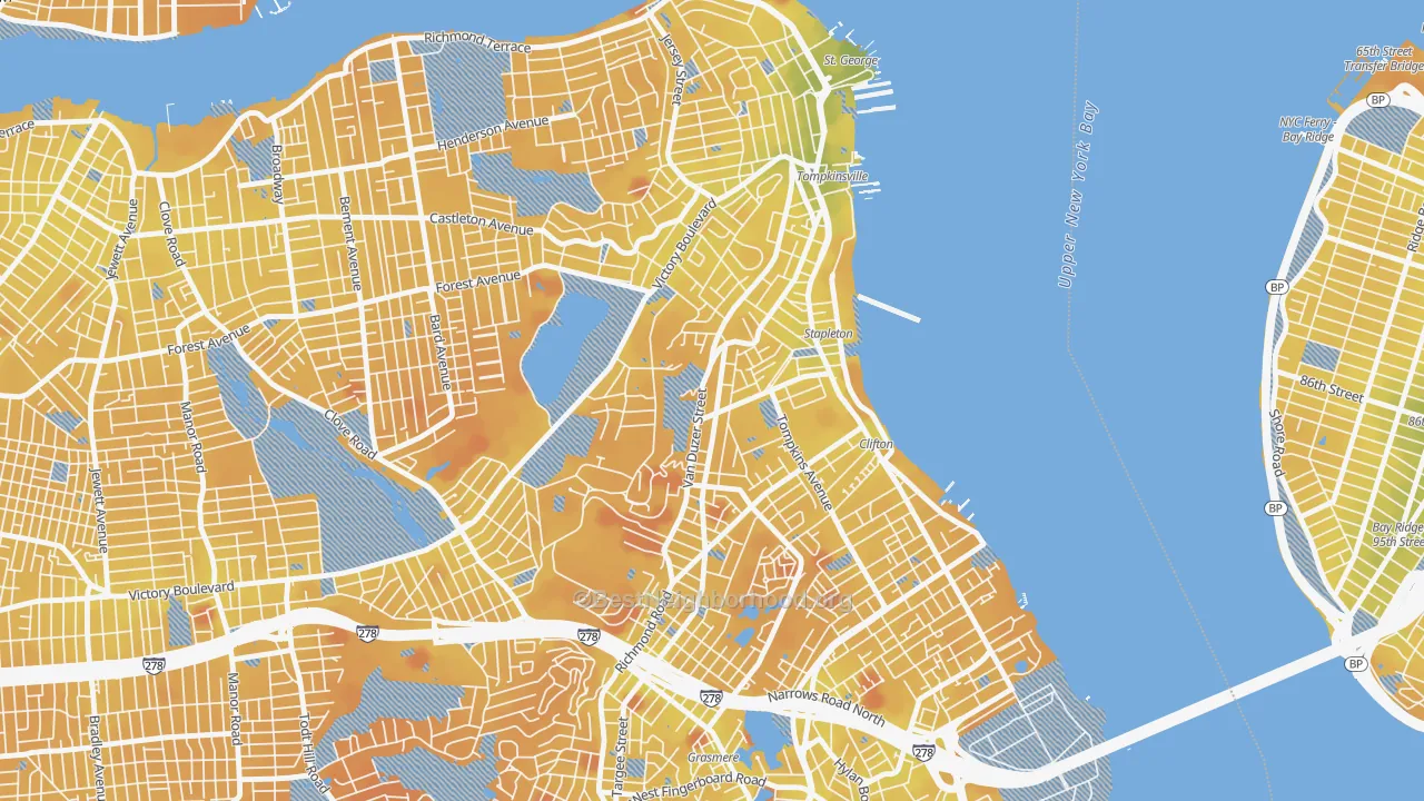 Transit Grade map of Clifton, Staten Island, NY