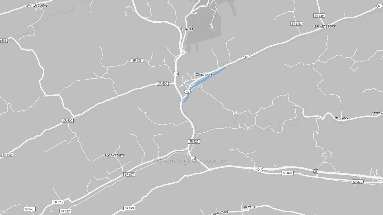 Transit Grade map of Clinchport, VA