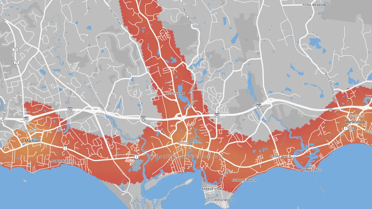 Transit Grade map of Clinton, CT