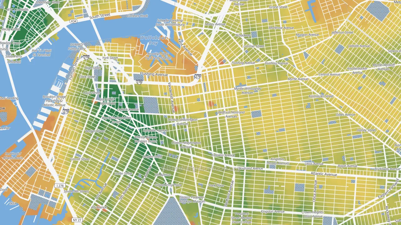 Transit Grade map of Clinton Hill, Brooklyn, NY
