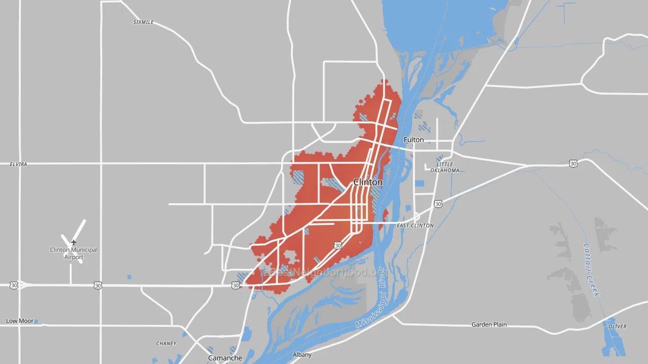Transit Grade map of Clinton, IA