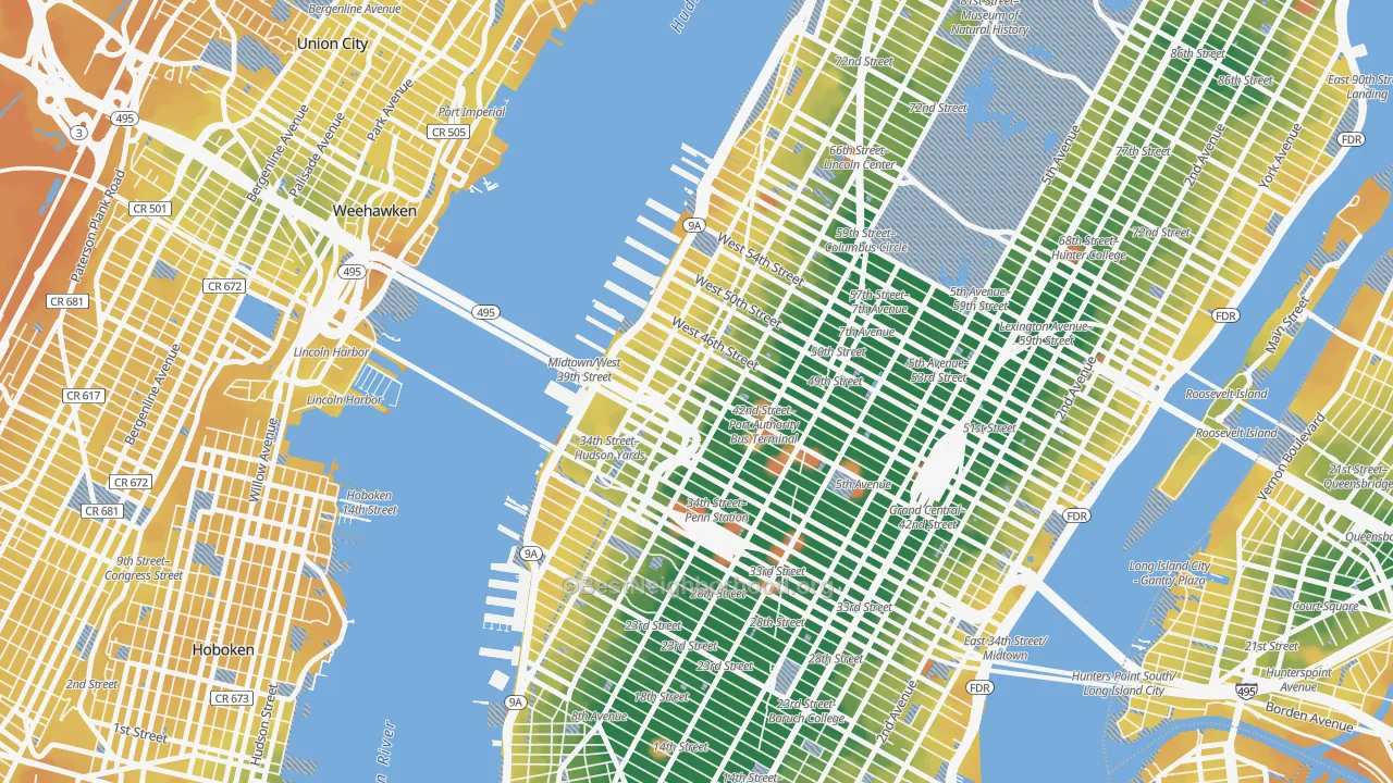 Transit Grade map of Clinton, Manhattan, NY